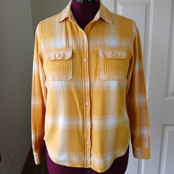 Universal Thread Cotton Yellow Plaid Button-up Shirt S yellow white long sleeve - Picture 6 of 12